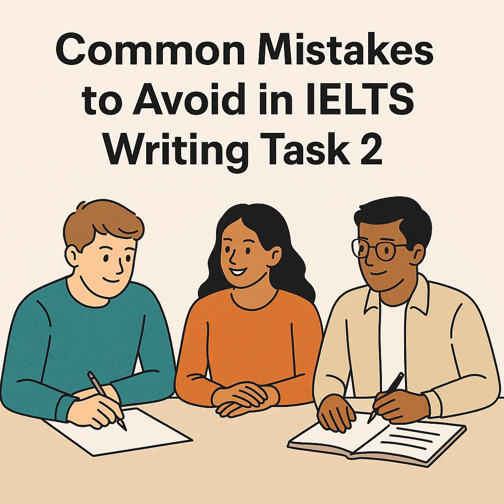 IELTS Writing Task 2 mistakes, how to improve IELTS essay, IELTS writing common errors, IELTS writing tips for Band 7, essay structure for IELTS, writing task 2 formal tone, IELTS writing time management, writing task 2 grammar mistakesCommon Mistakes to Avoid in IELTS Writing Task 2